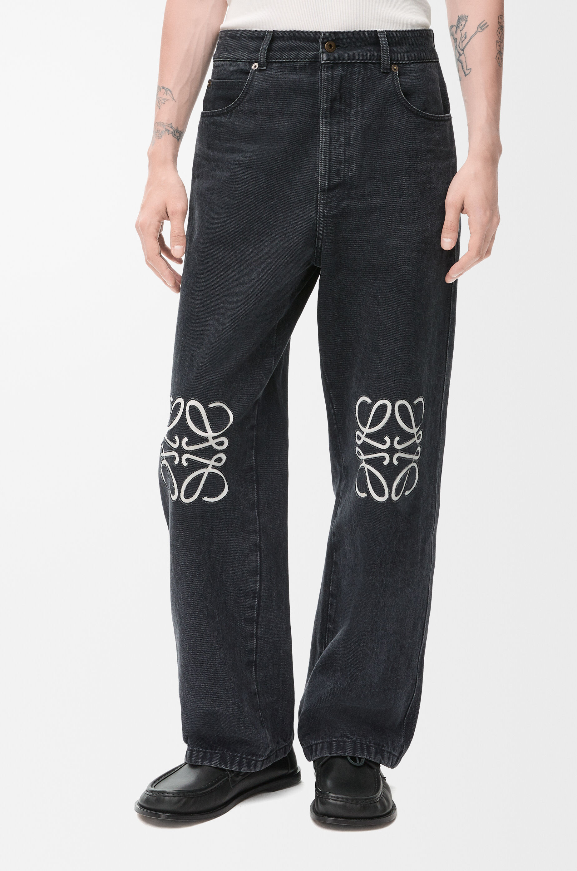 LOEWE アナグラムデニム ブラック 44 LOEWE ロエベ アナグラム バギー