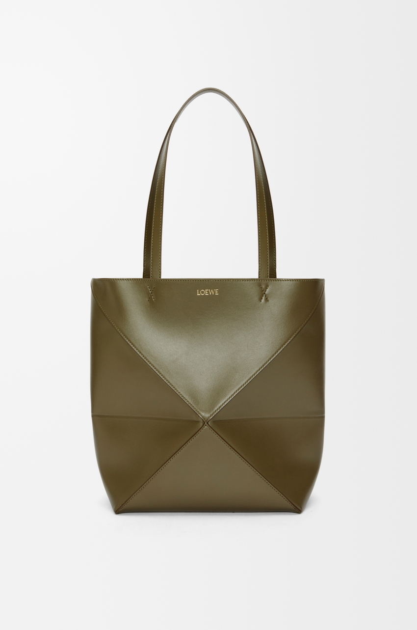 Medium Puzzle Fold tote in shiny calfskin