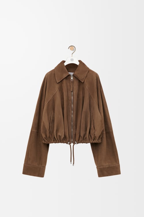 LOEWE Chaqueta globo en ante de piel de cordero Verde Caqui plp_rd