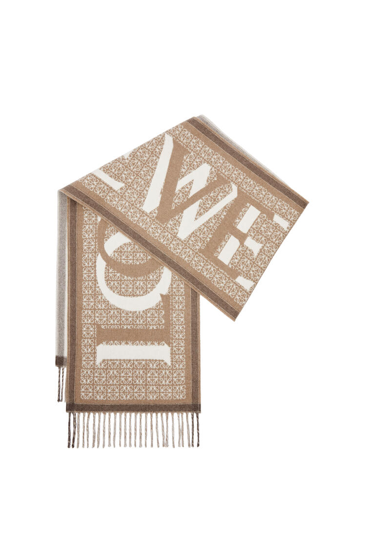 LOEWE Love jacquard scarf in wool and cashmere White/Beige