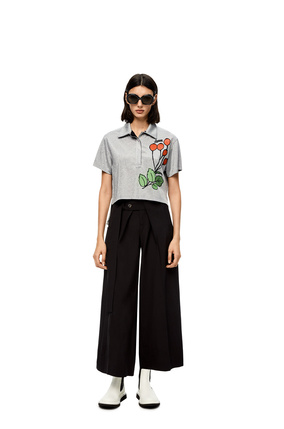LOEWE Cropped embroidered polo top Silver plp_rd