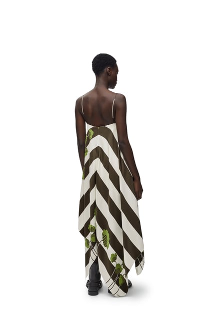 LOEWE Asymmetric dress in silk White/Khaki Green/Multicolor plp_rd