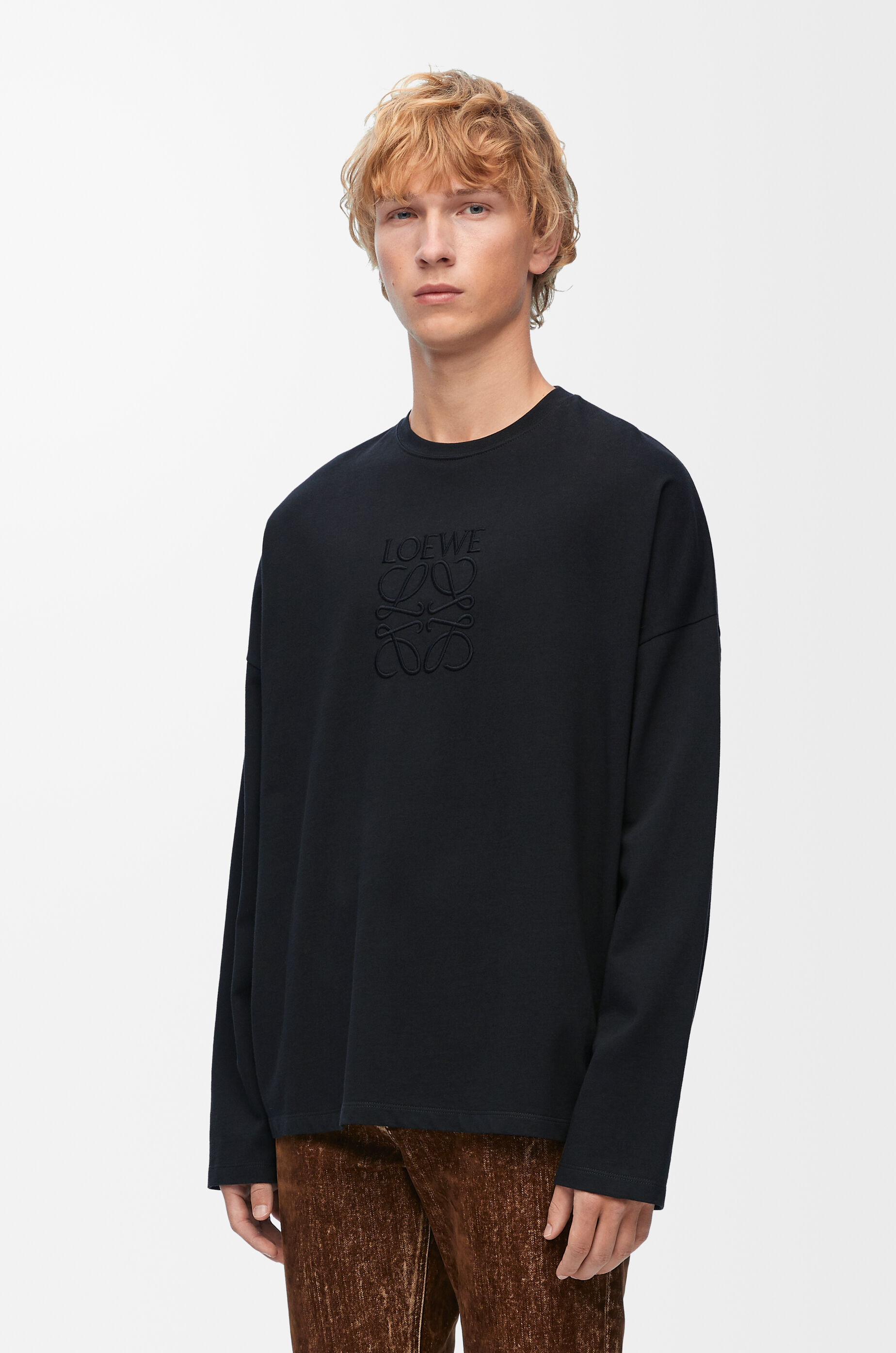 Loose-Fit Long Sleeve T-Shirt With Button Decoration