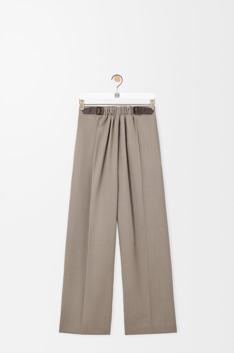 LOEWE Hose mit Gürtel aus Wolle Beige Melange
