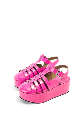 LOEWE 小牛皮楔形羅馬涼鞋 Neon Pink plp_rd