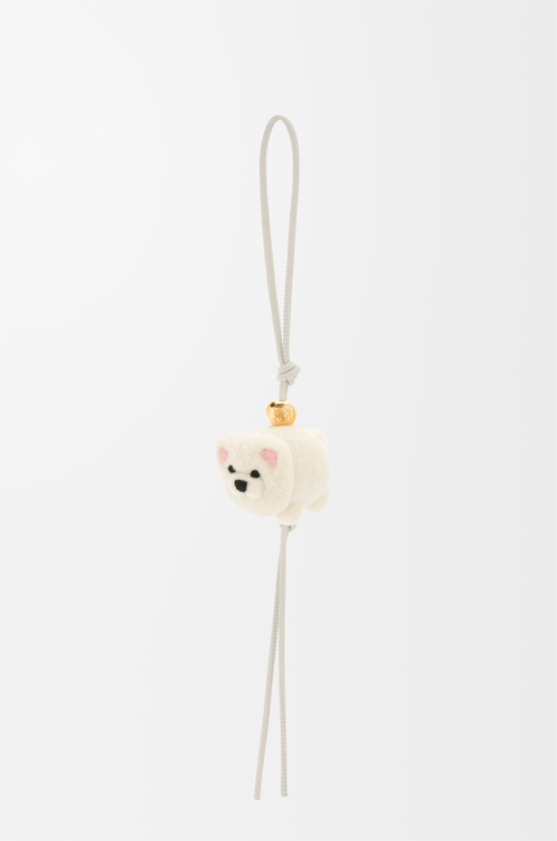 LOEWE Chow chow charm in felt and calfskin Soft White