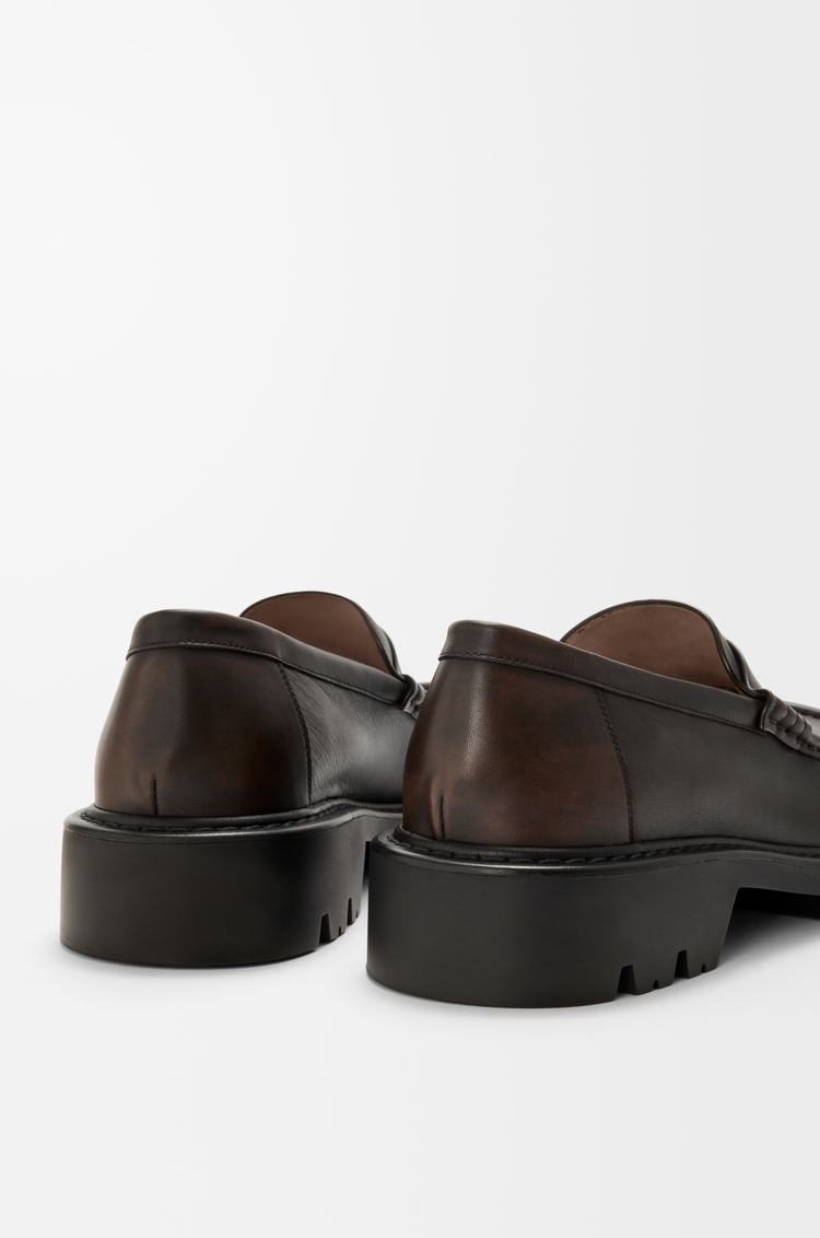 LOEWE Sierra loafer in brushed-off calfskin Dark Brown
