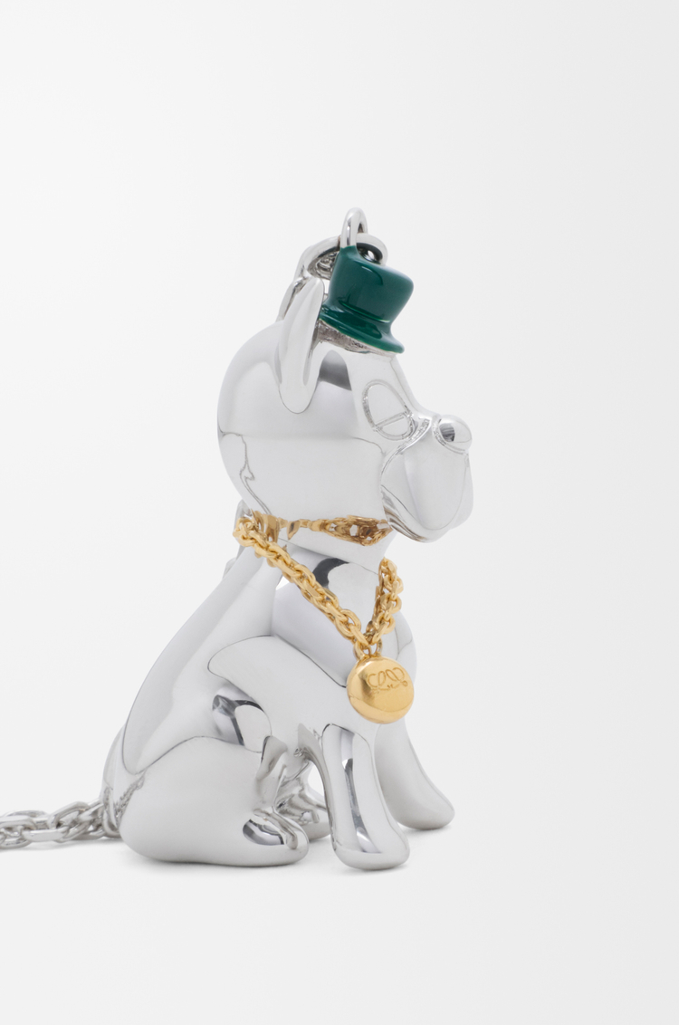 LOEWE Collar Dog Plateado/Verde
