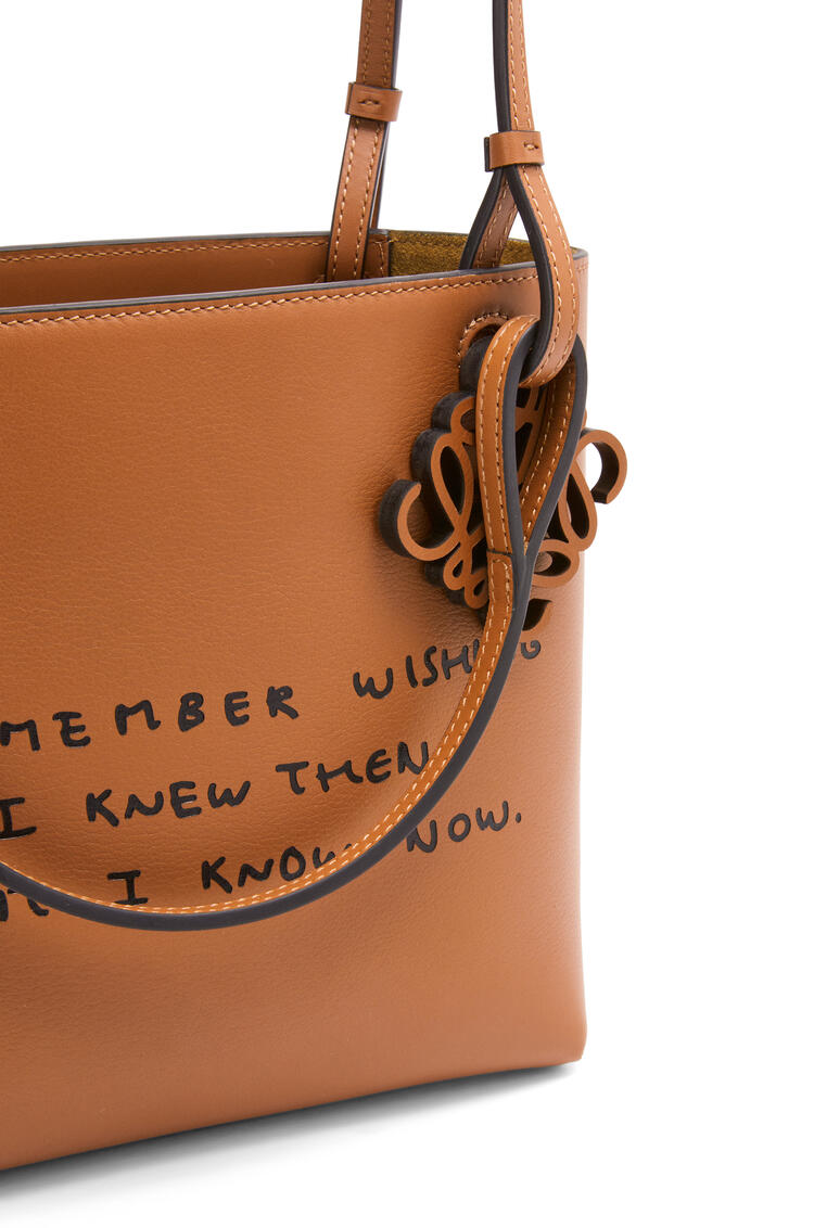 LOEWE Words Double Handle Square Tote in classic calfskin Tan pdp_rd