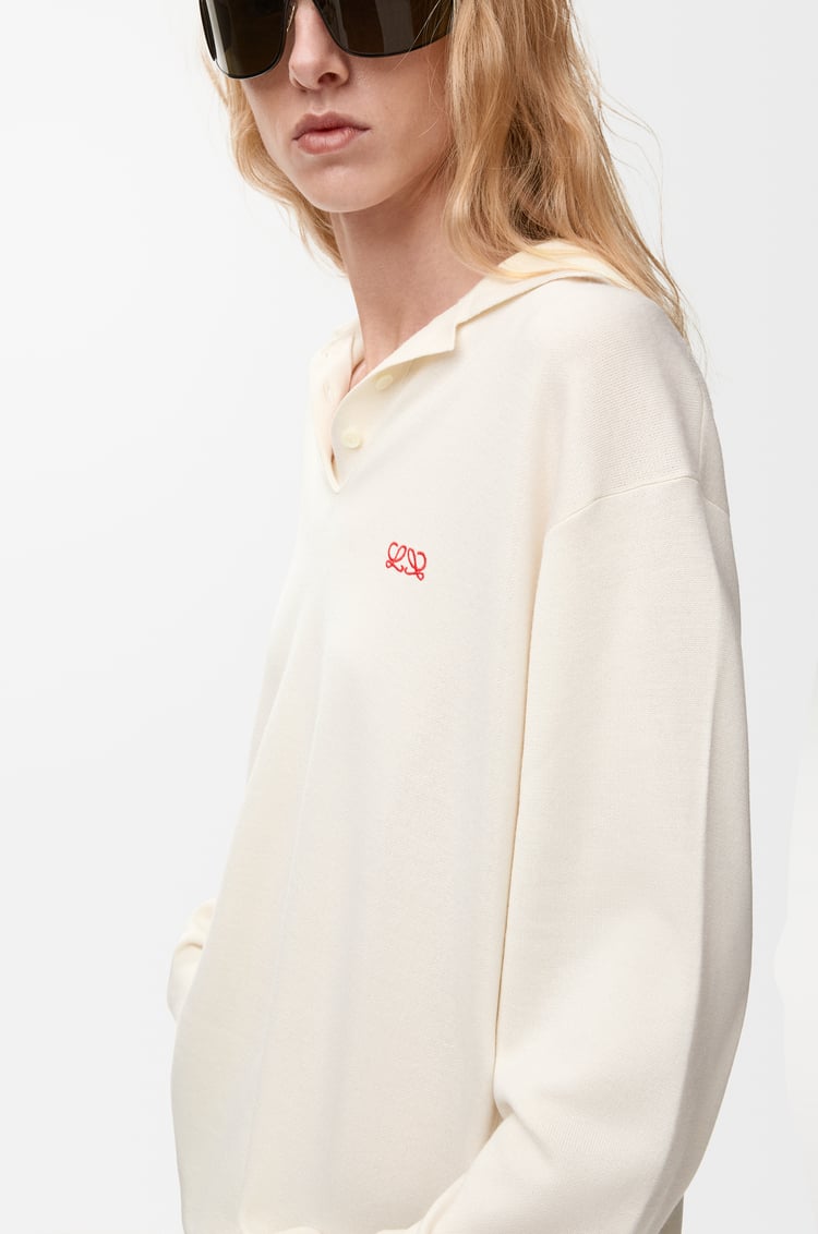LOEWE Polo sweater in cashmere and silk blend White