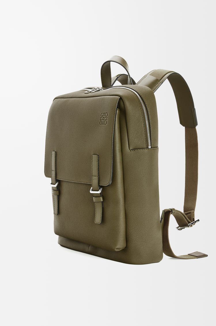 LOEWE Military backpack in soft grained calfskin Dark Khaki
