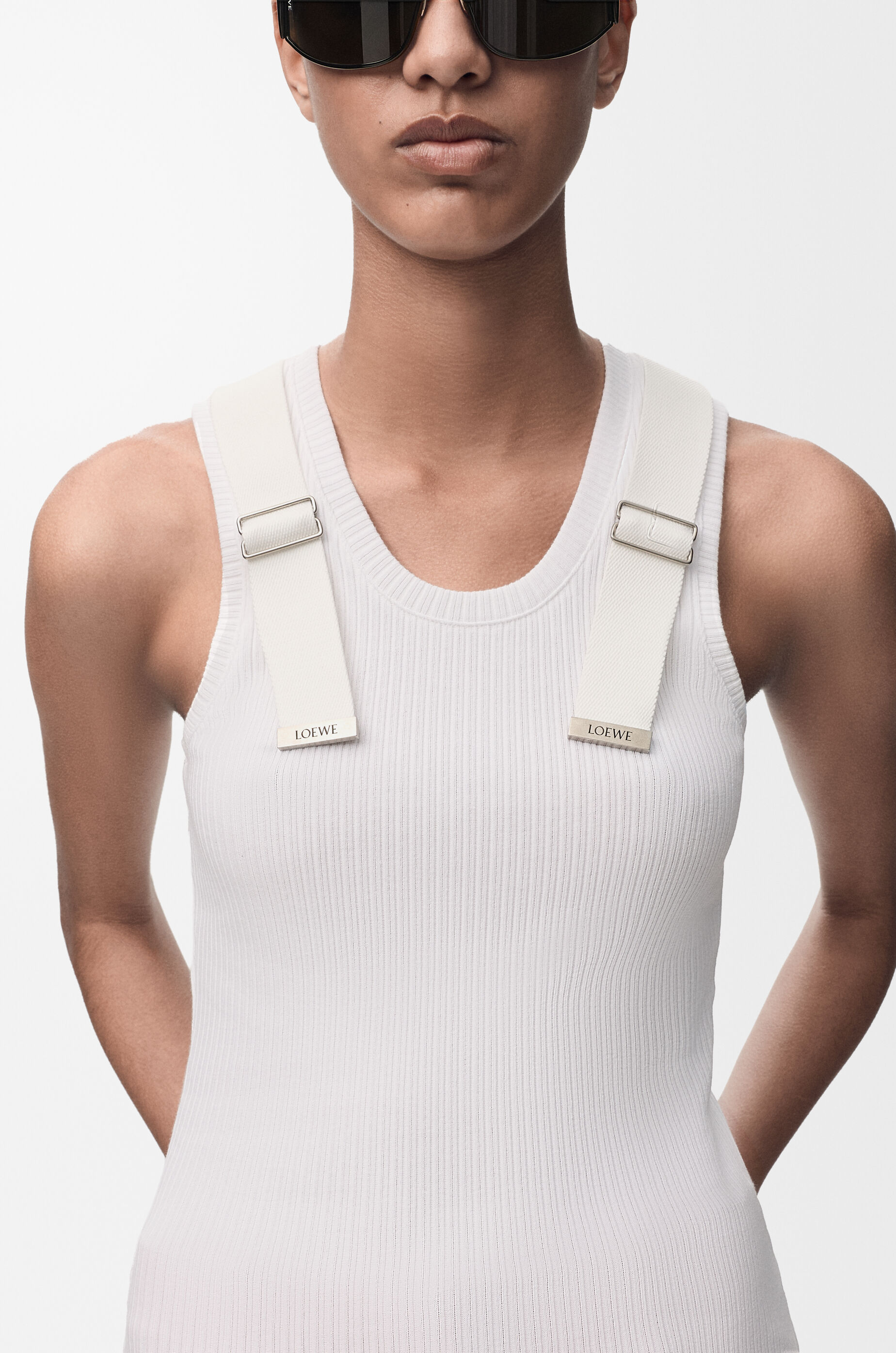 LOEWE ホワイト リブタンクトップ S Tank top in stretch cotton White - LOEWE APAC official website
