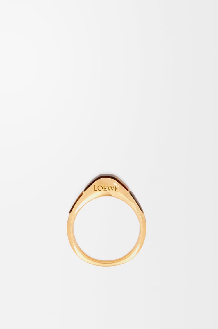 LOEWE Anillo Stirrup en plata de ley Dorado/Marrón