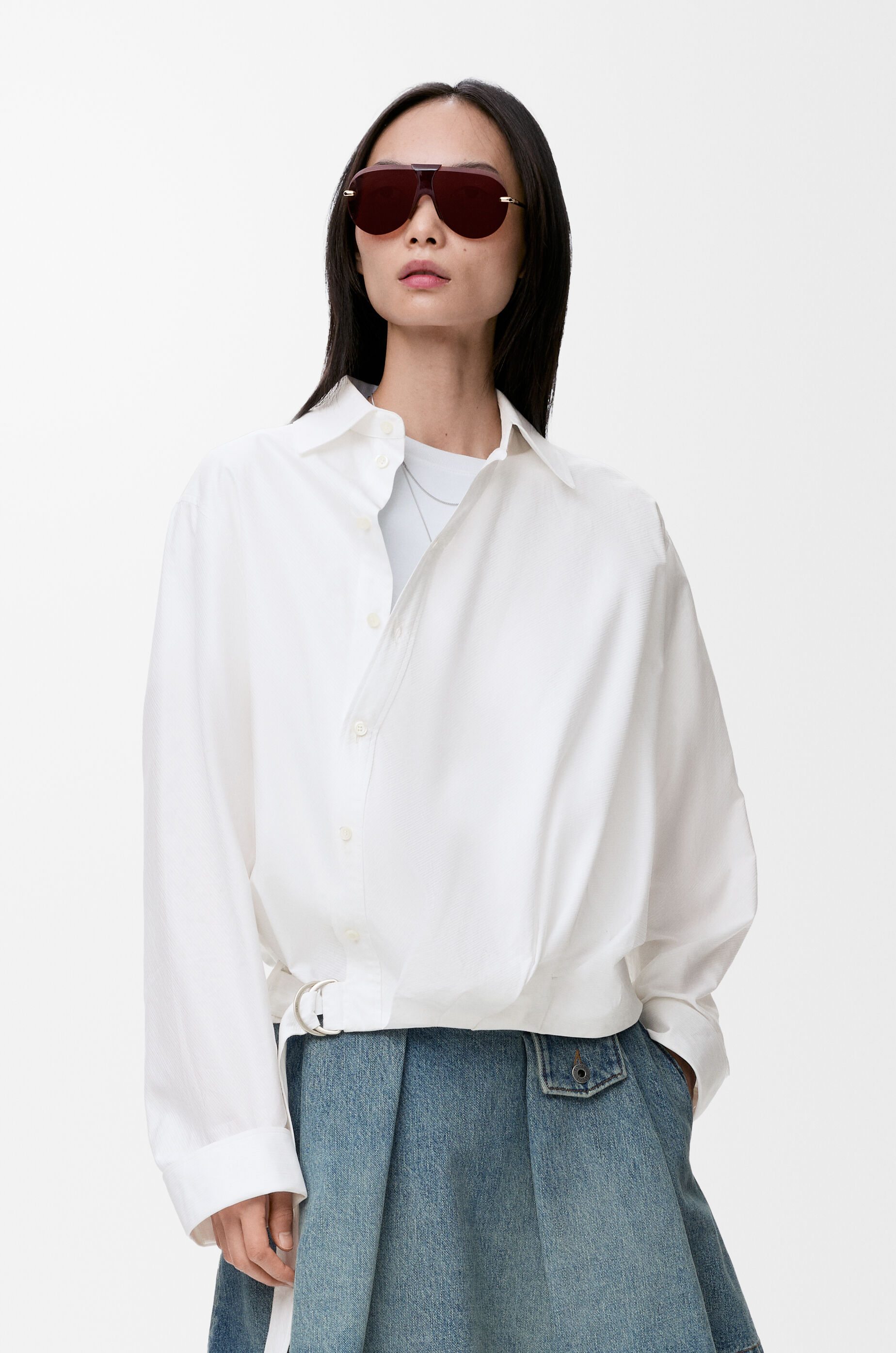egg londonブラウス Draped shirt in cotton White - LOEWE Japan official website