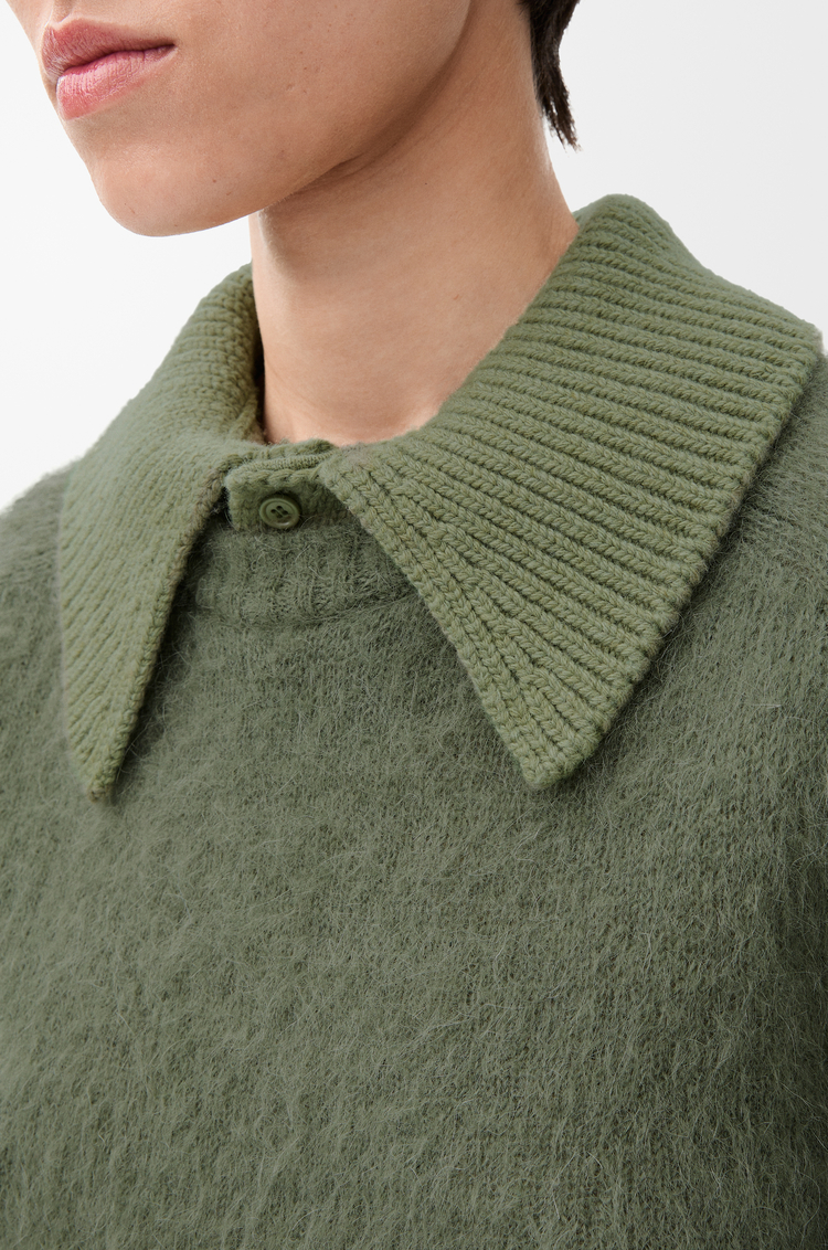 LOEWE Polo sweater in mohair blend Khaki Green