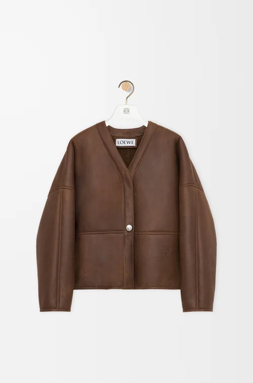 LOEWE Cárdigan Pebble en lana de oveja Marrón Caqui