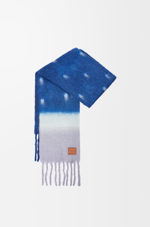 LOEWE Scarf in wool and mohair blend Navy Blue/Multicolor