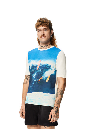 LOEWE Surf print T-shirt in cotton Ecru/Navy Blue plp_rd
