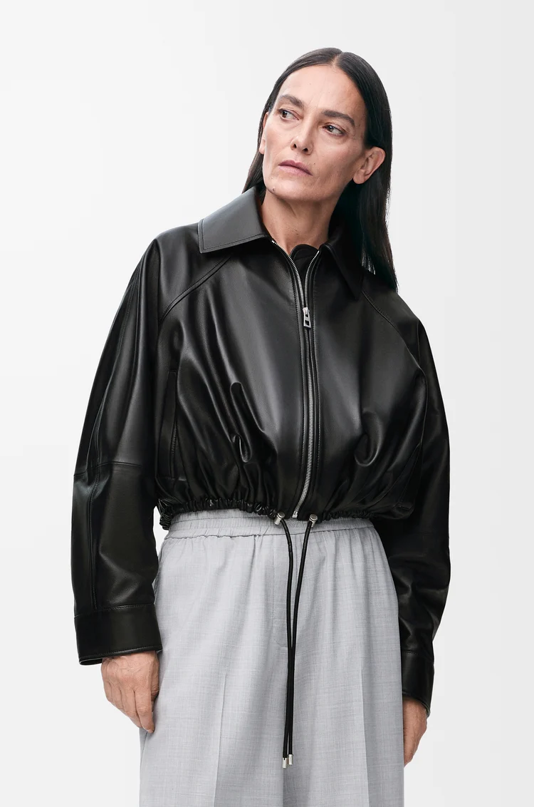 LOEWE Chaqueta globo en piel napa de cordero Negro