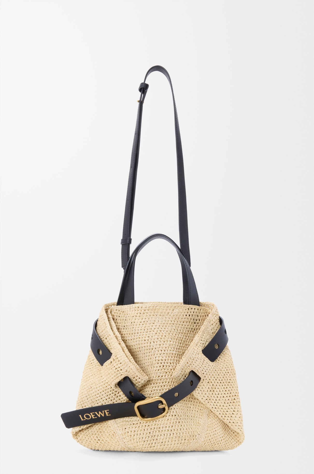 LOEWE Bolso Punch Hole shopper mini en rafia Natural