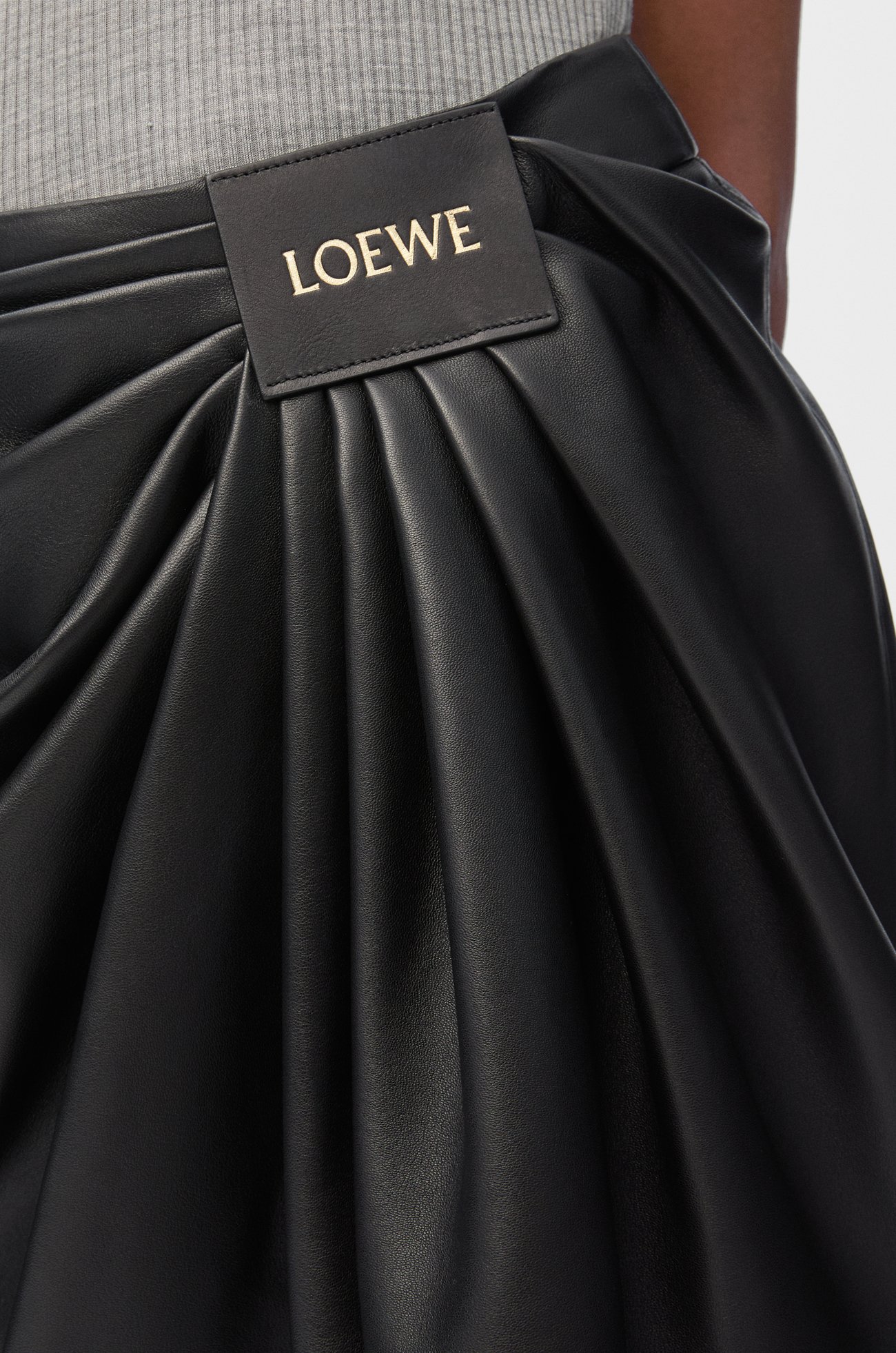 LOEWE Draped skirt in nappa lambskin Black plp_rd