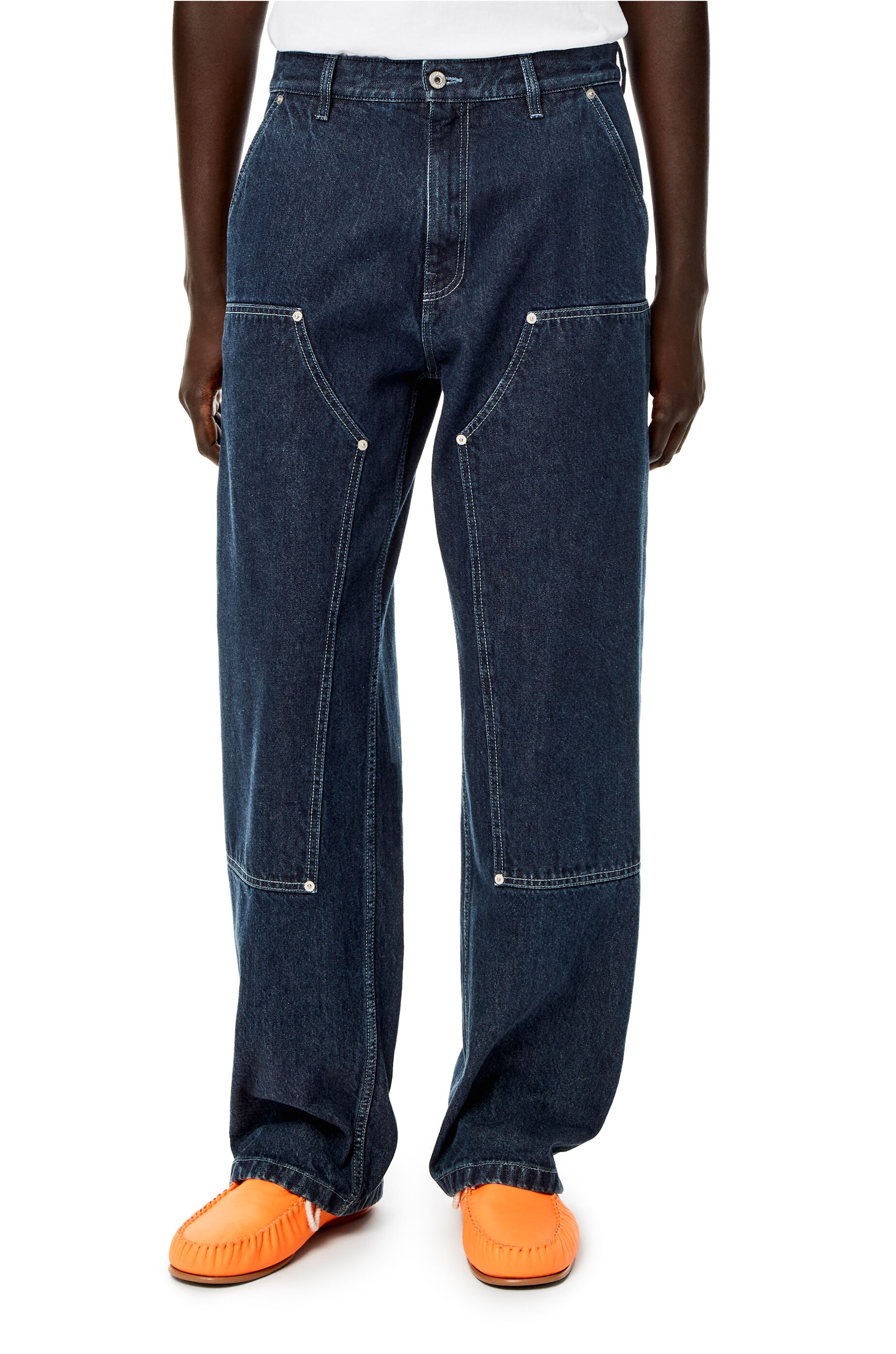 Patched denim trousers in cotton Blue 
