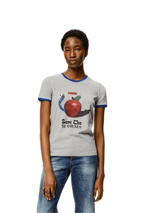 LOEWE Camiseta en algodón con estampado de manzanas Gris Melange