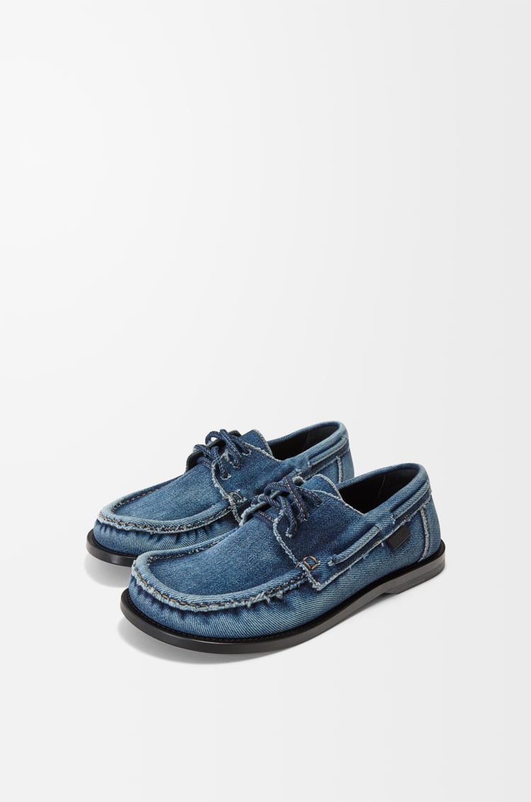 LOEWE Campo boat shoe in washed denim Raw Denim