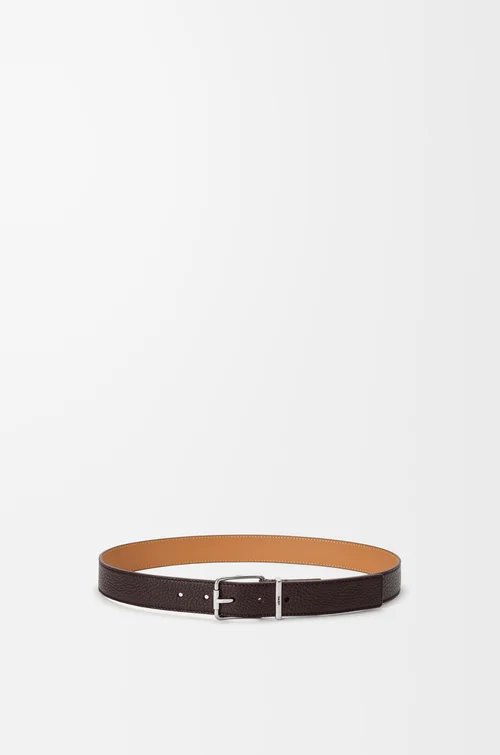 LOEWE Essential belt in supple grained calfskin Oxblood/Vintage Palladium