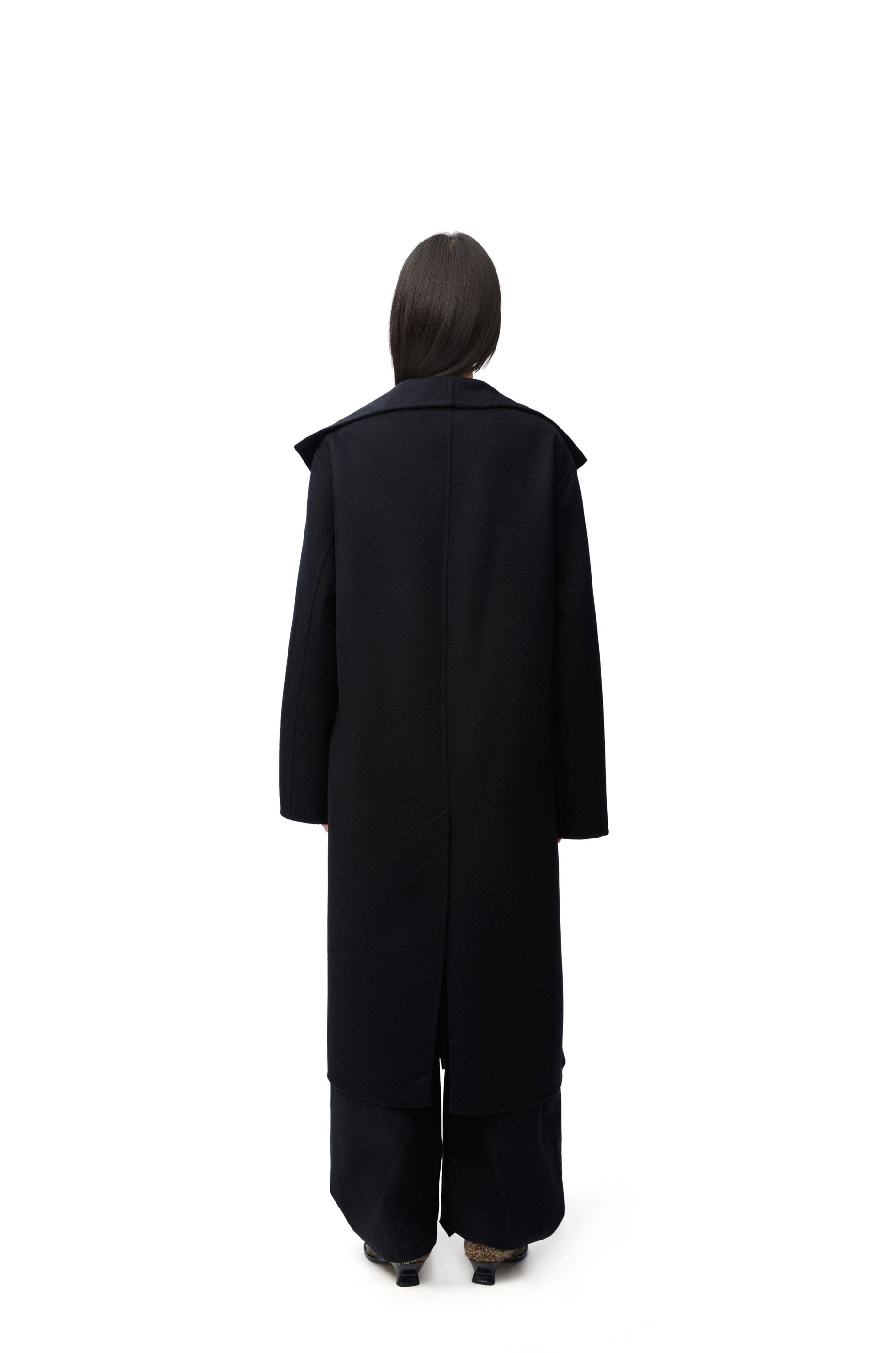 Belted coat in wool and cashmere Black LOEWE