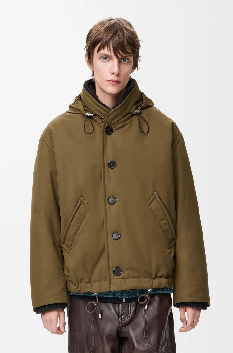 LOEWE Giacca imbottita in cotone tecnico Verde Kaki