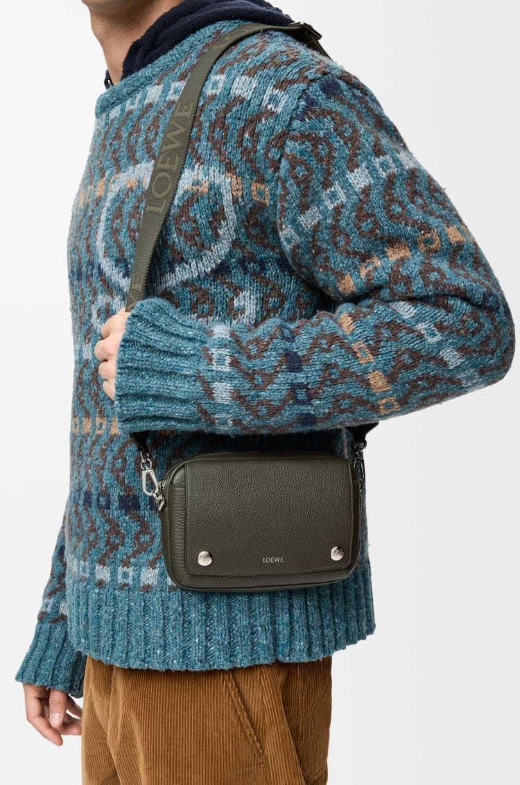 LOEWE Small Pebble messenger bag in supple grained calfskin Dark Khaki