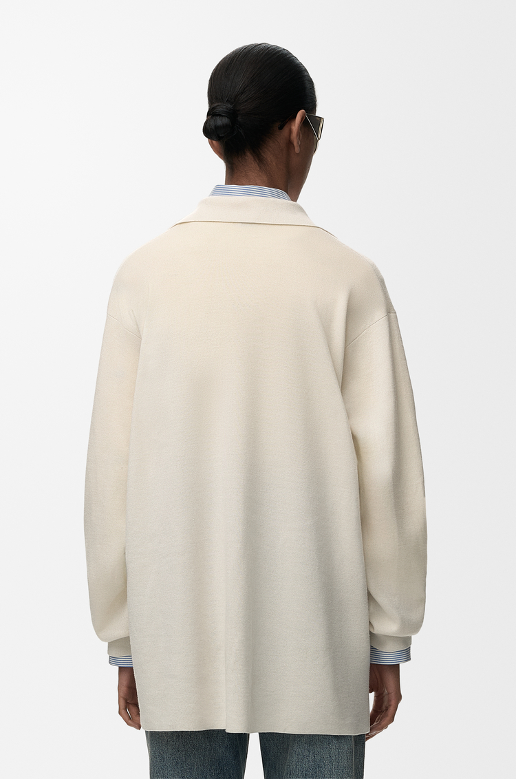 LOEWE Pull polo en cachemire et soie mélangés Blanc