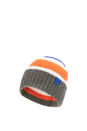 LOEWE 羊毛條紋毛線帽 橙色/灰色 plp_rd