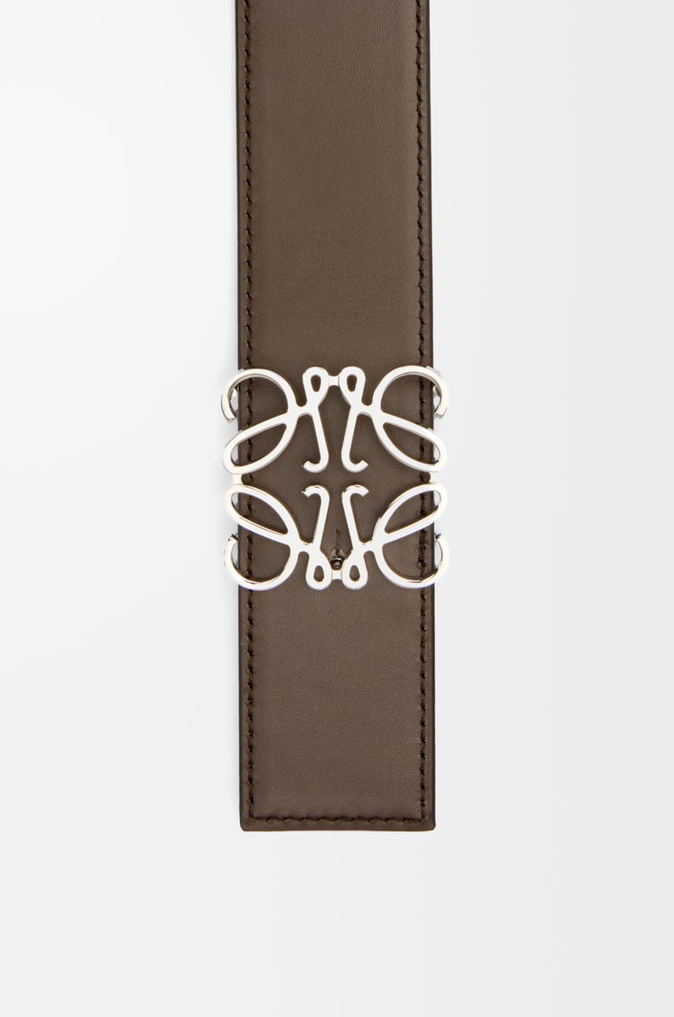 LOEWE Reversible Anagram belt in smooth calfskin Dark Grey/Dark Cigar/Palladium