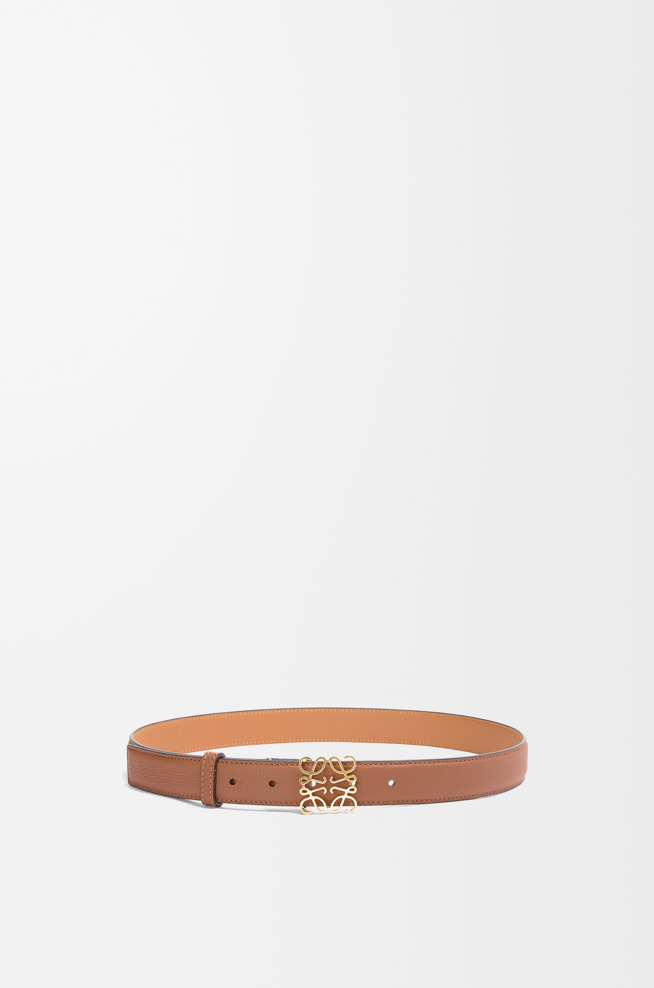 LOEWE 石紋小牛皮 Anagram 腰帶 棕褐色/金色