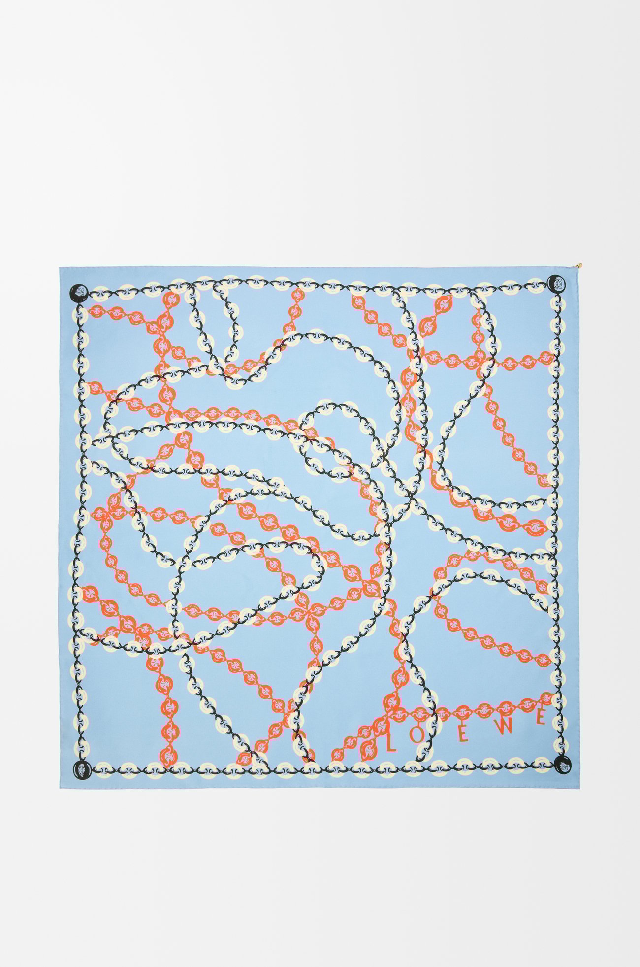 LOEWE Scarf in silk Sky Blue/Multicolor