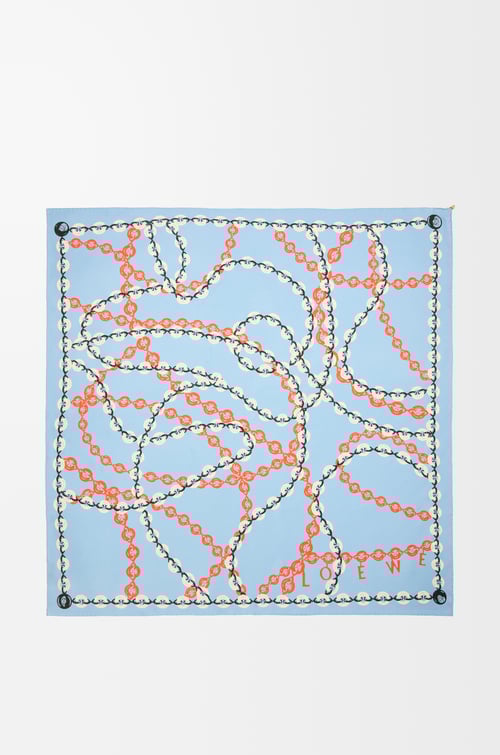 LOEWE Scarf in silk Sky Blue/Multicolor