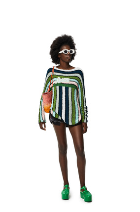 LOEWE Stripe embroidered sweater in cotton Green Multitone plp_rd