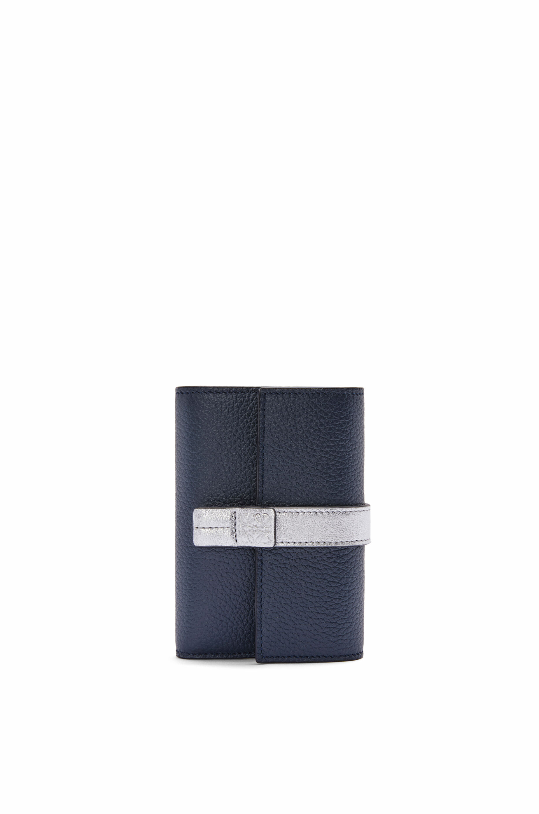 Small vertical wallet in soft grained calfskin Dark Navy Silver LOEWE