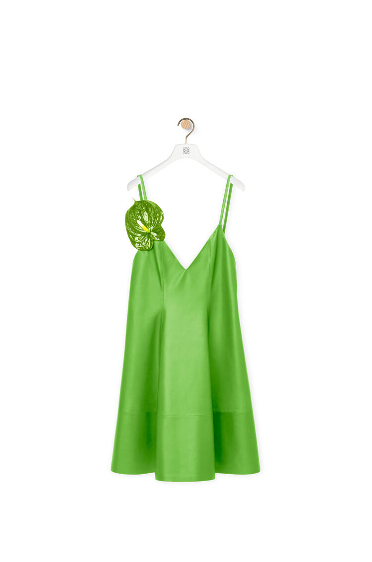 LOEWE Vestido Anthurium en napa con tirantes Verde Fluo