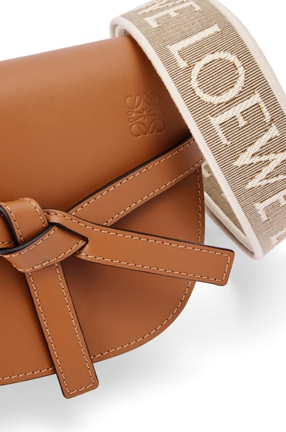 LOEWE Mini Gate Dual bag in soft calfskin and jacquard Tan plp_rd