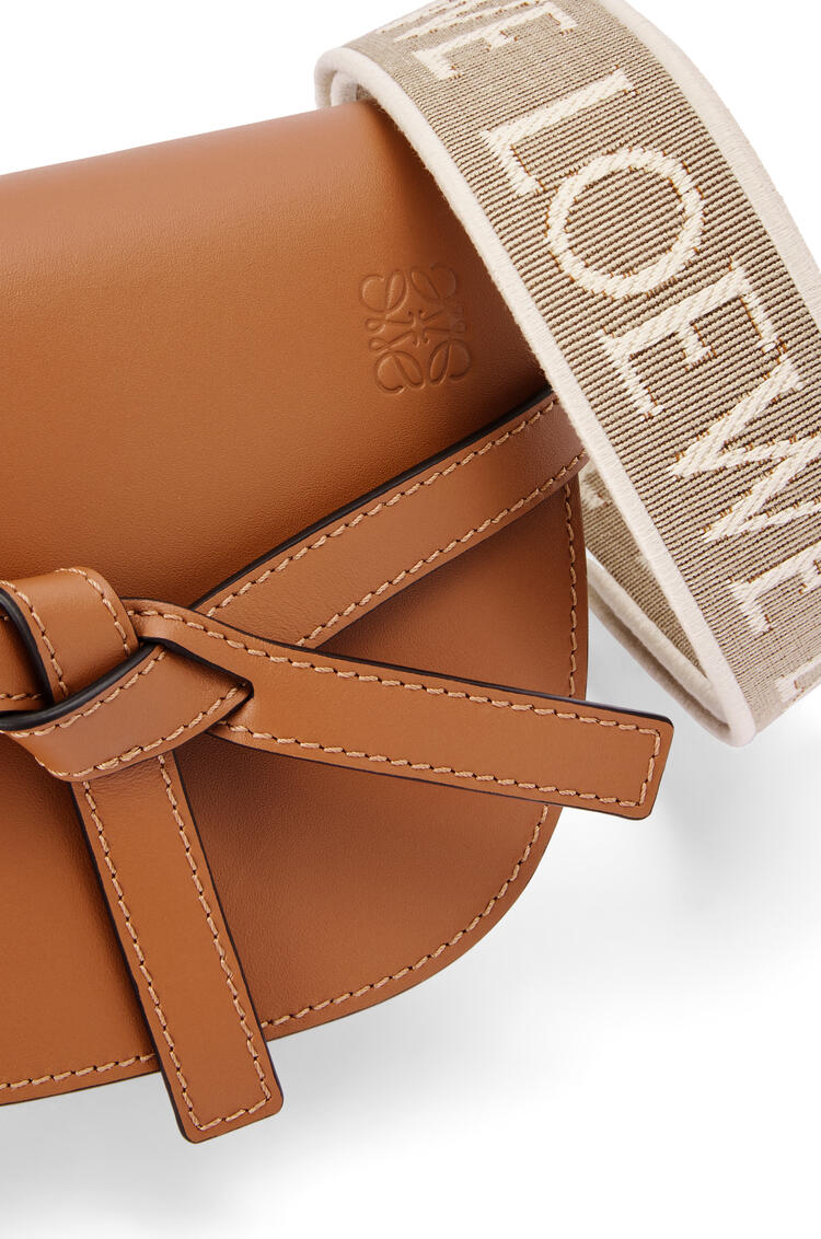LOEWE Mini Gate Dual bag in soft calfskin and jacquard Tan
