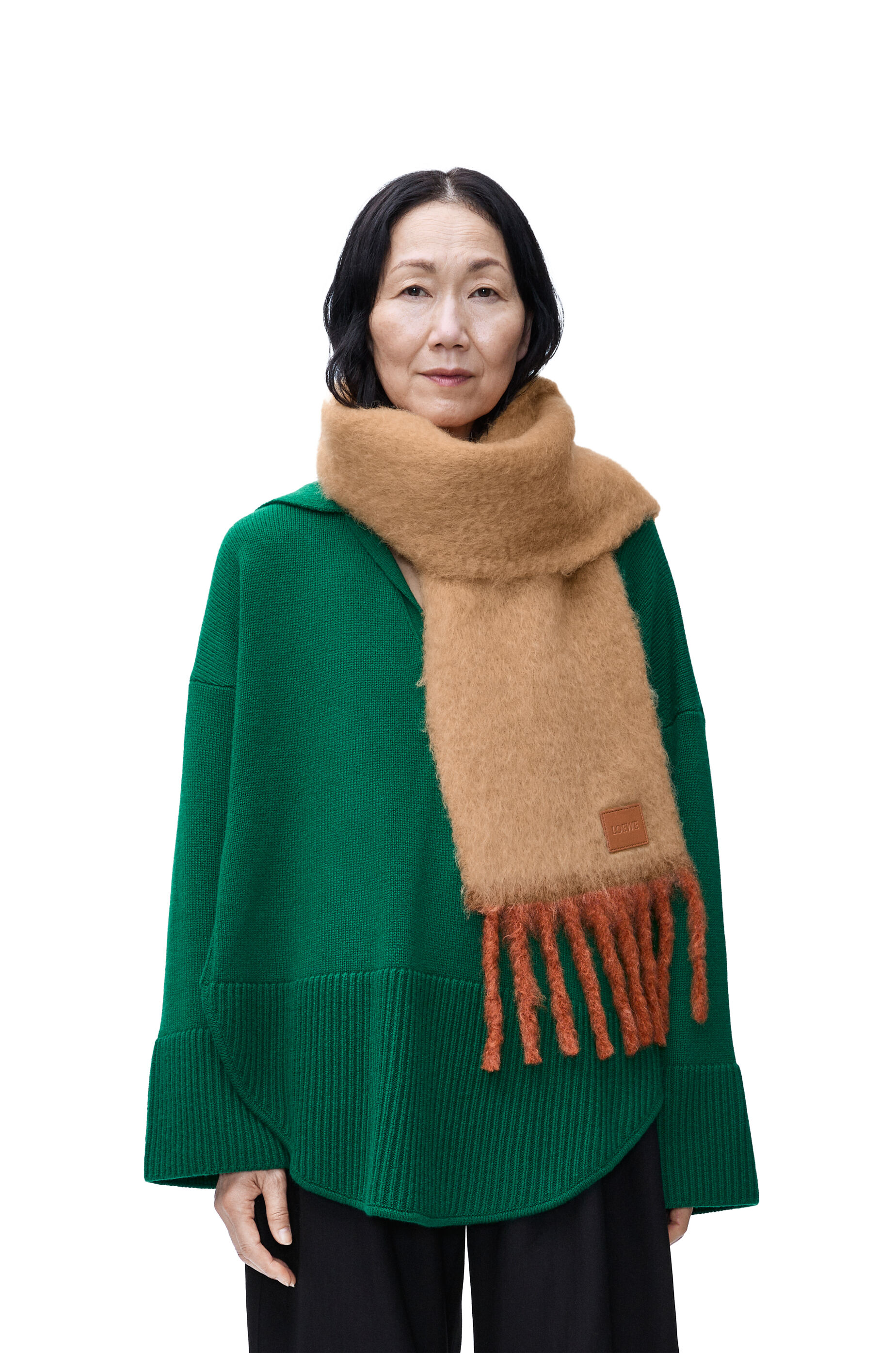 Scarf in mohair and wool blend Beige Orange LOEWE