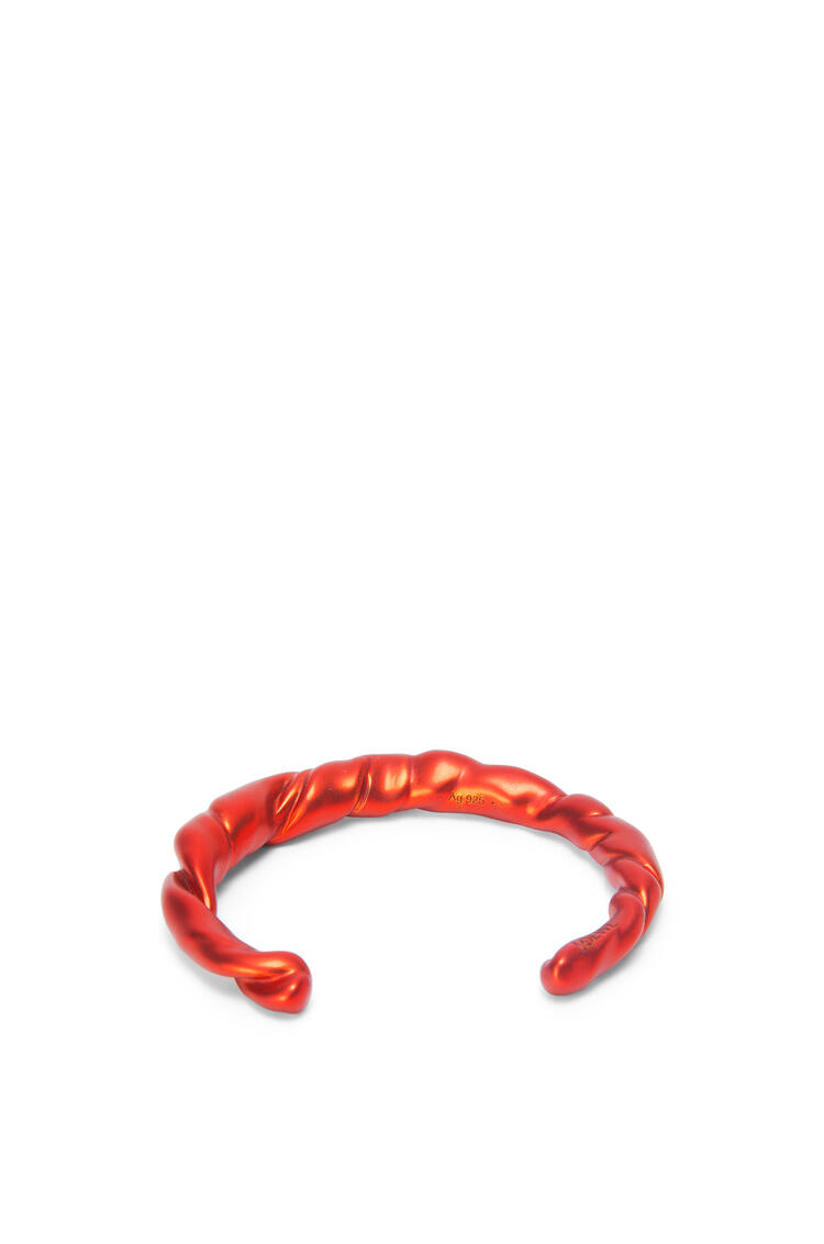 LOEWE 紋銀細納帕皮革扭曲手鐲 Red Orange
