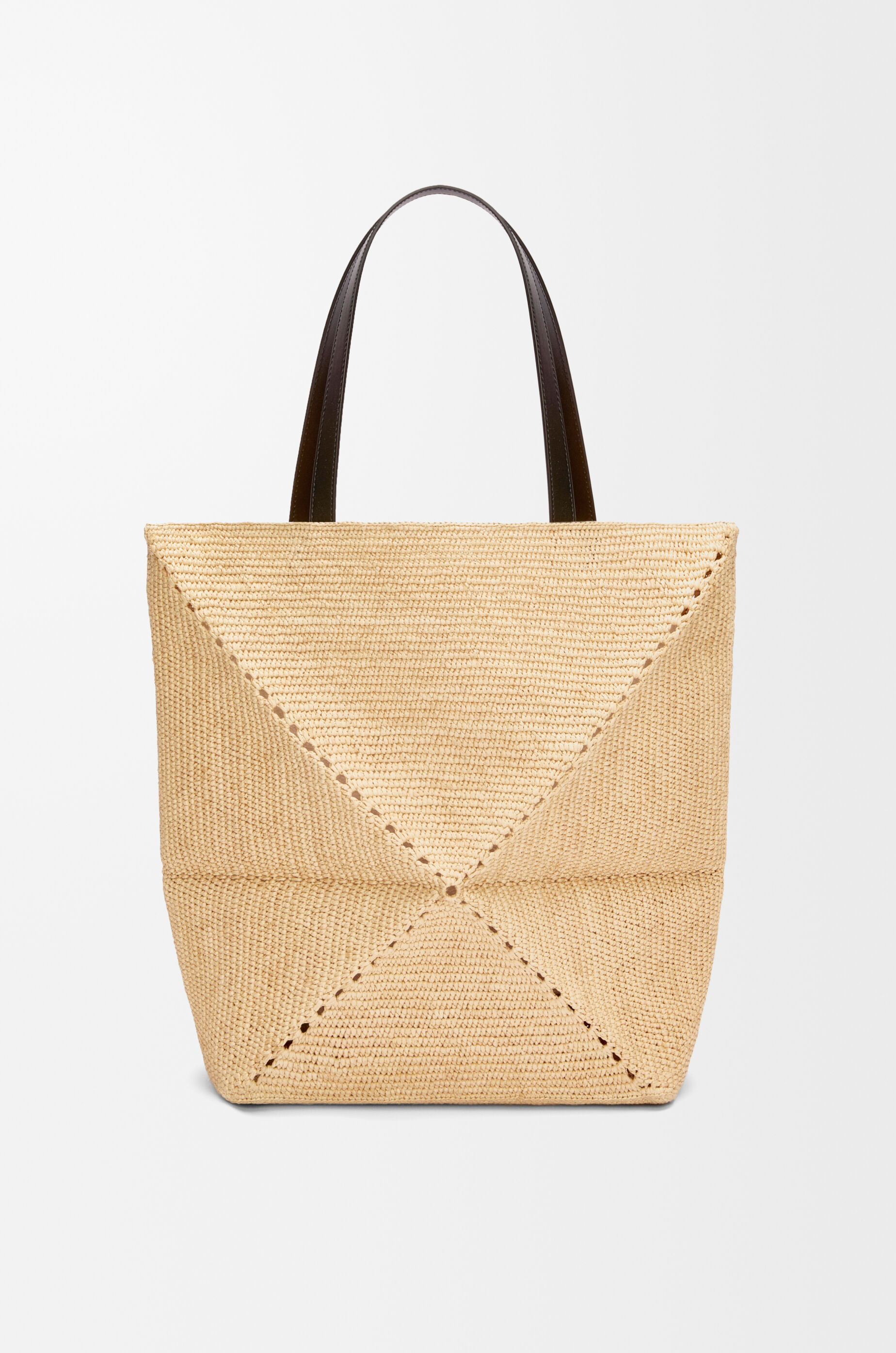 ストロー素材 ベージュ トートバッグ Loewe Large LOEWE Font tote in raffia Beige - LOEWE