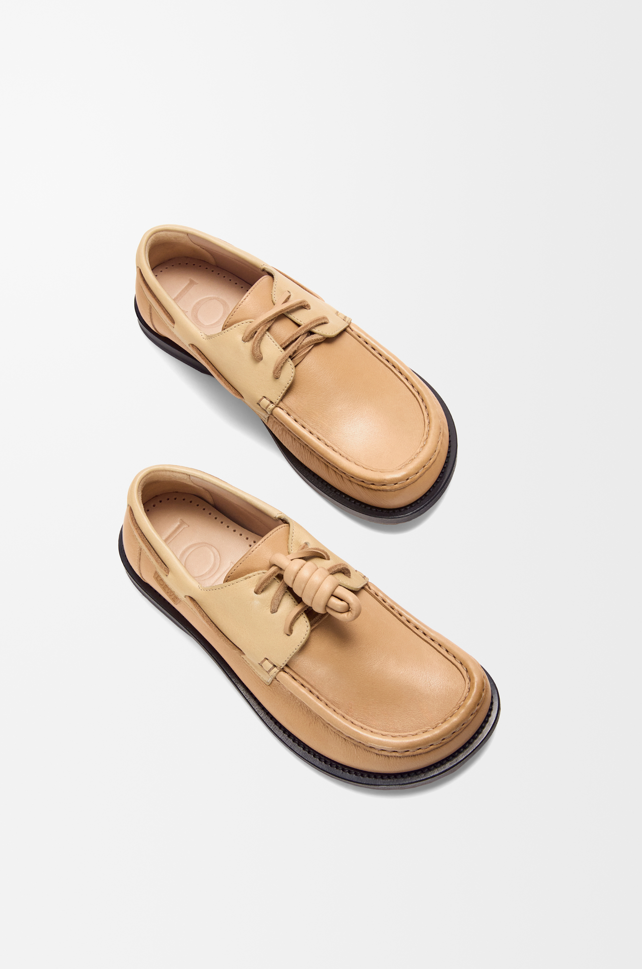 LOEWE Campo boat shoe in soft calfskin Cinnamon/Sand plp_rd