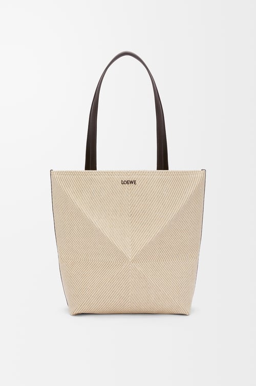 LOEWE Puzzle Fold tote in cotton jacquard Ecru/Natural