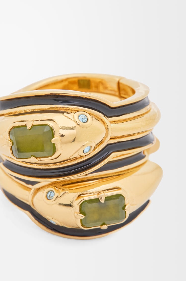 LOEWE Pendientes Snake en plata de ley, cristales y jade Dorado/Negro