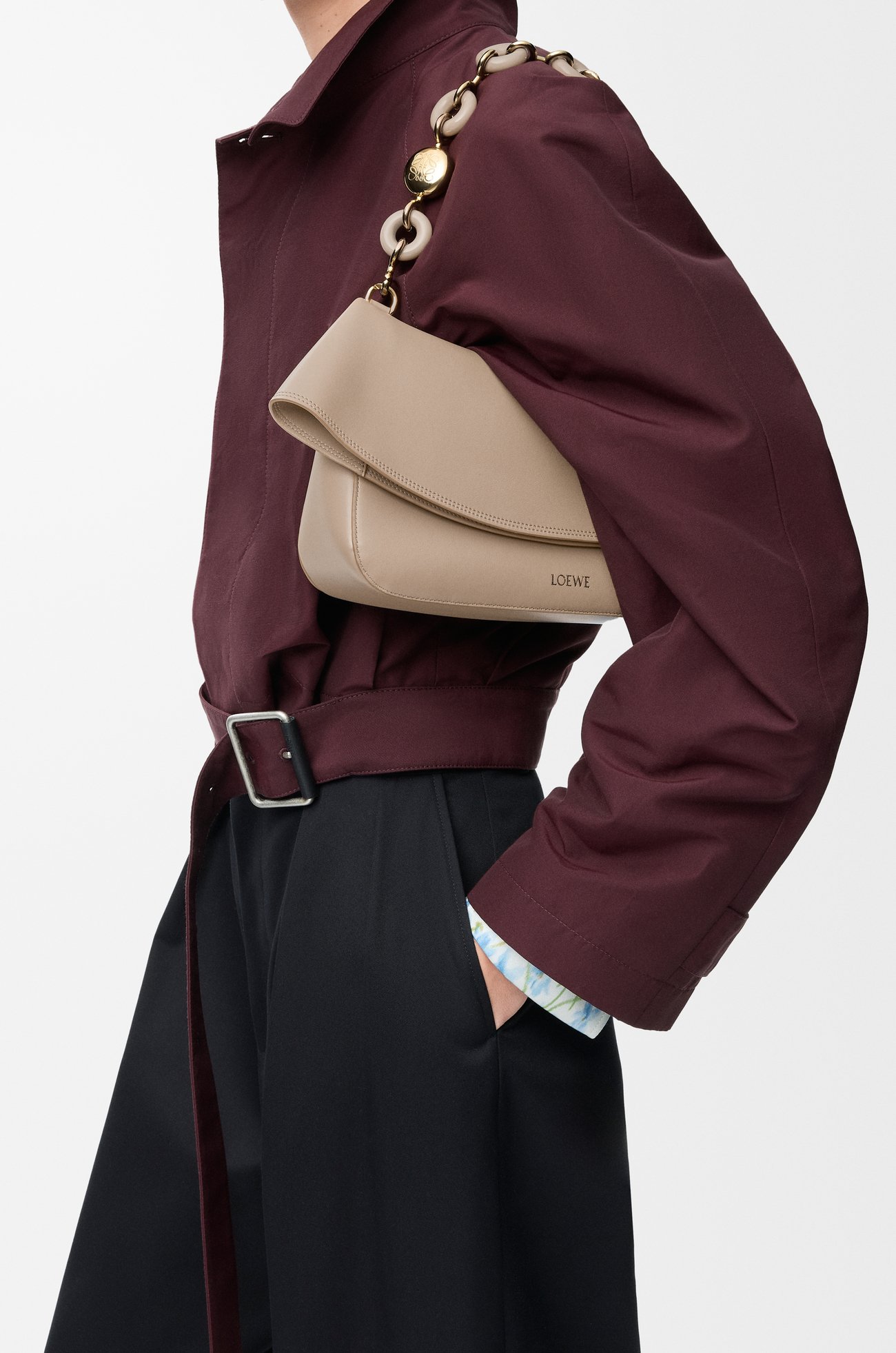 LOEWE Medium Ola bag in smooth calfskin Sand